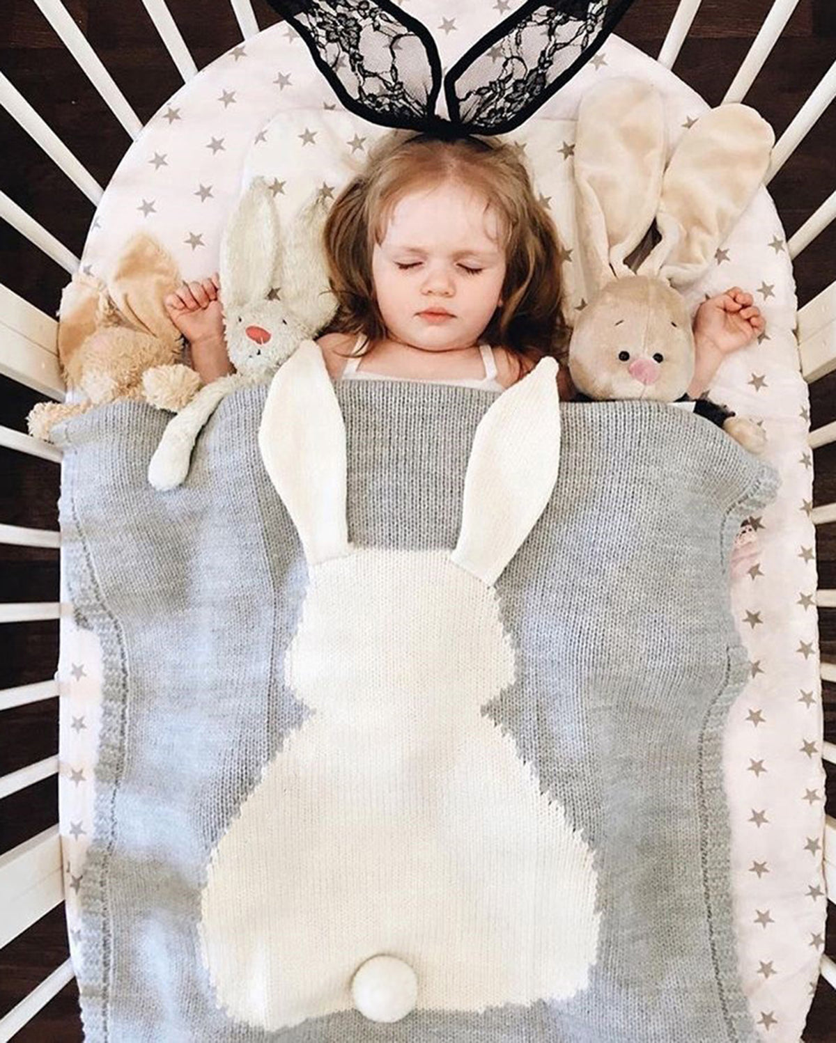 Cute Knitted Bunny Ear Kid Blanket 42" (L) - worthtryit.com