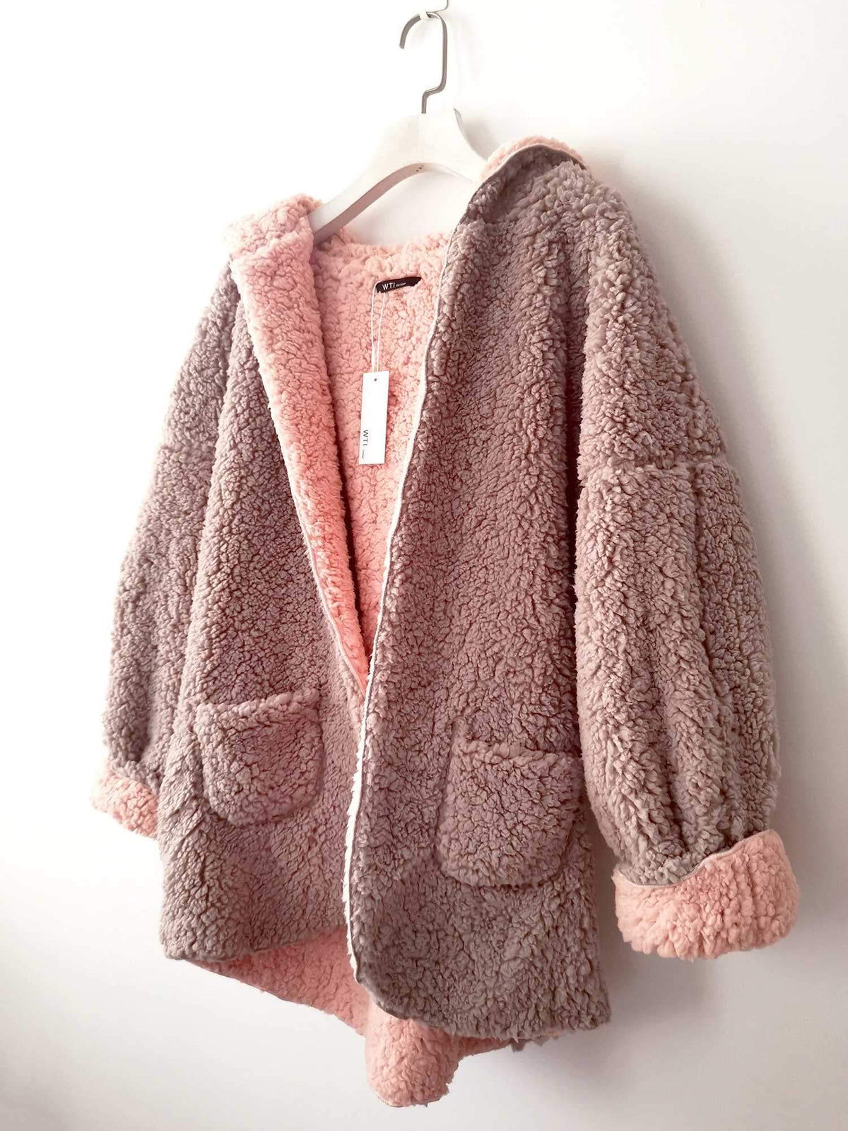 Reversible Faux fur Hoodie Coat Fuzzy Jacket - worthtryit.com