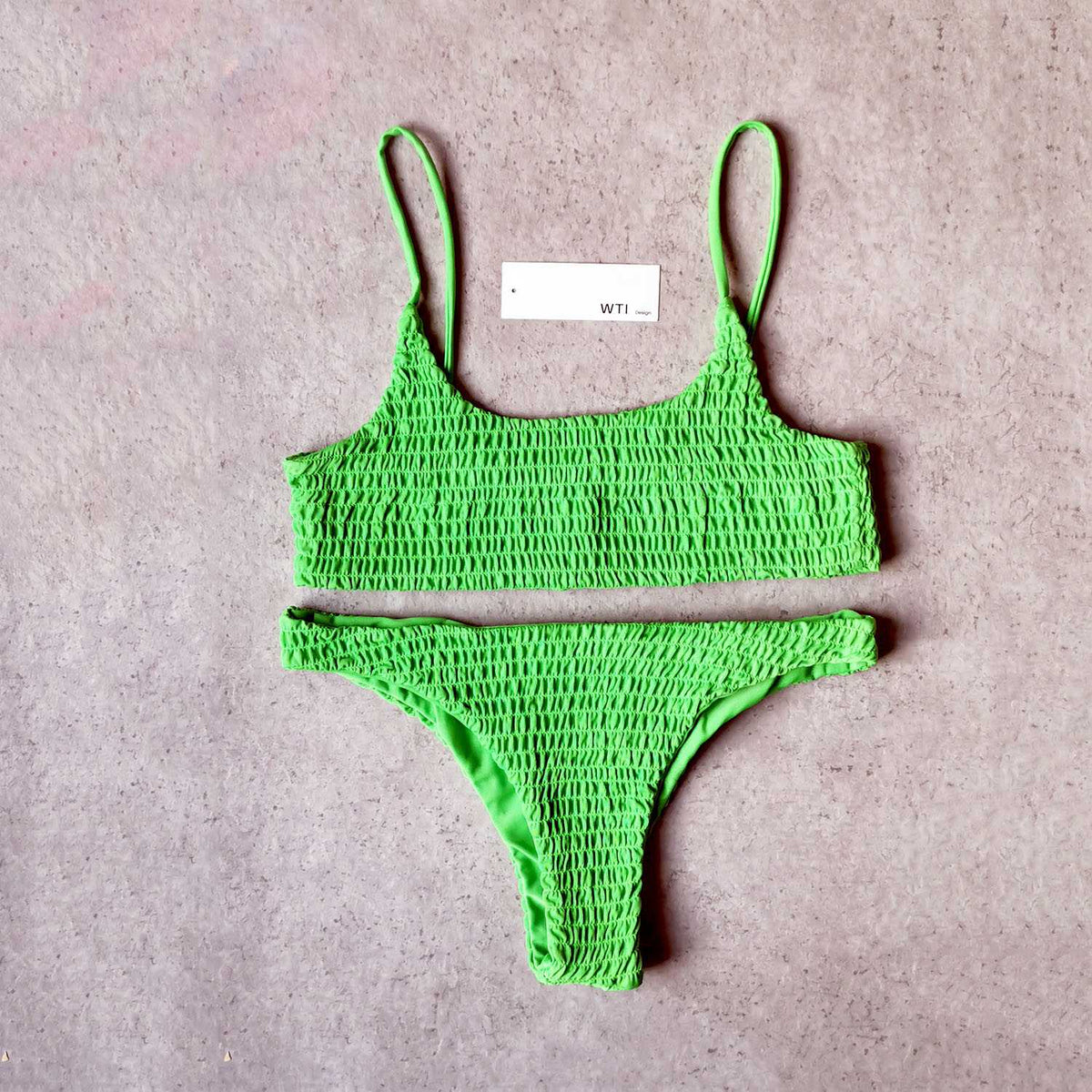 Cute Bikinis Scrunch Swimsuit Spaghetti Bikini Set - worthtryit.com