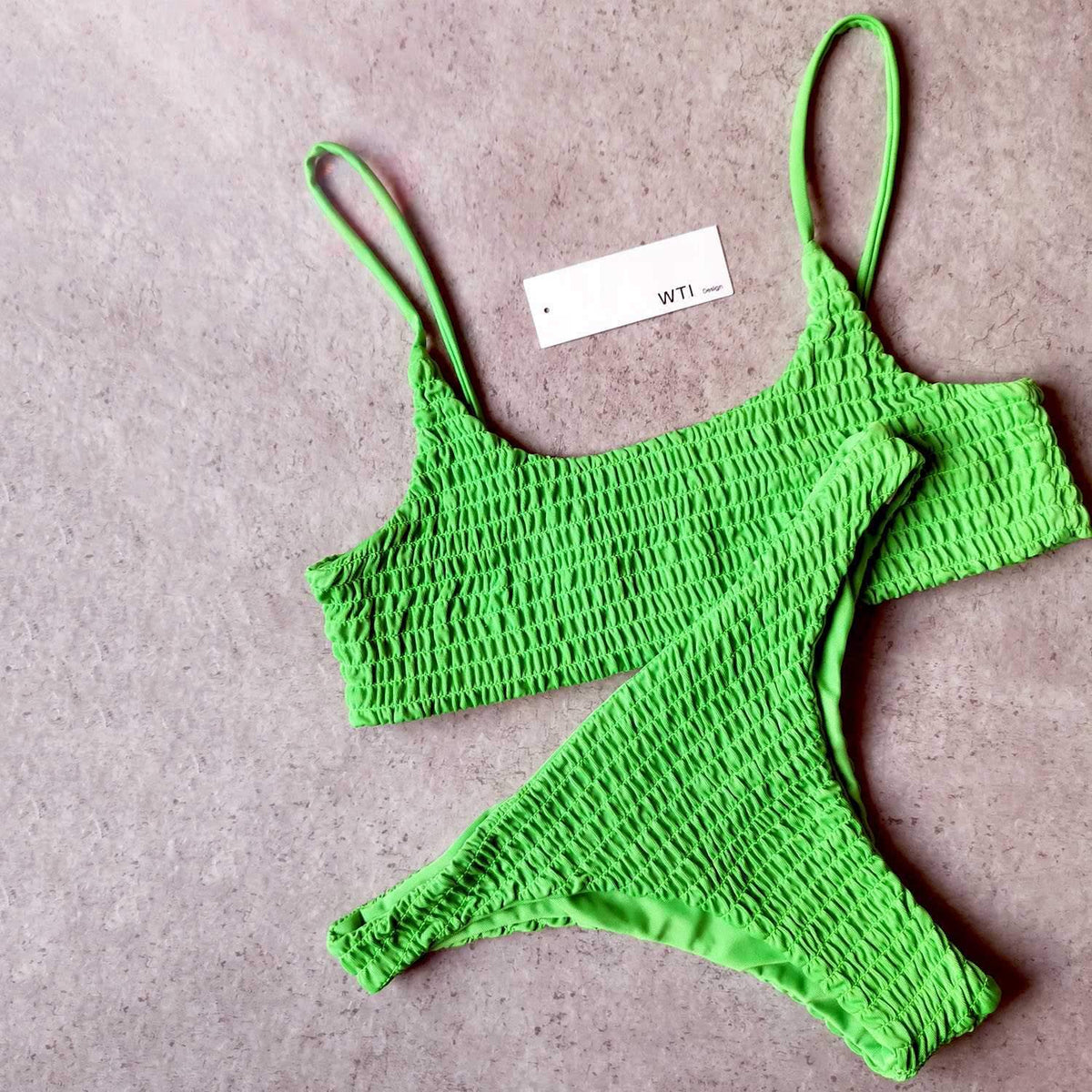 Cute Scrunch Spaghetti Bikini Set - worthtryit.com