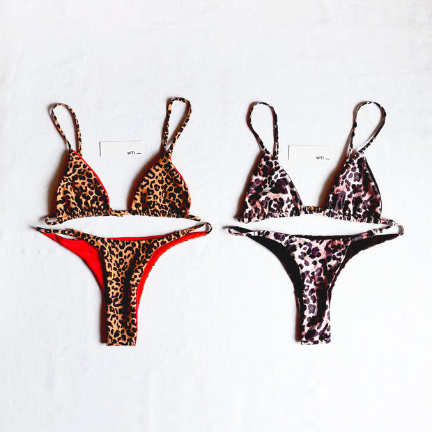 Leopard Print Triangle Bikini Set