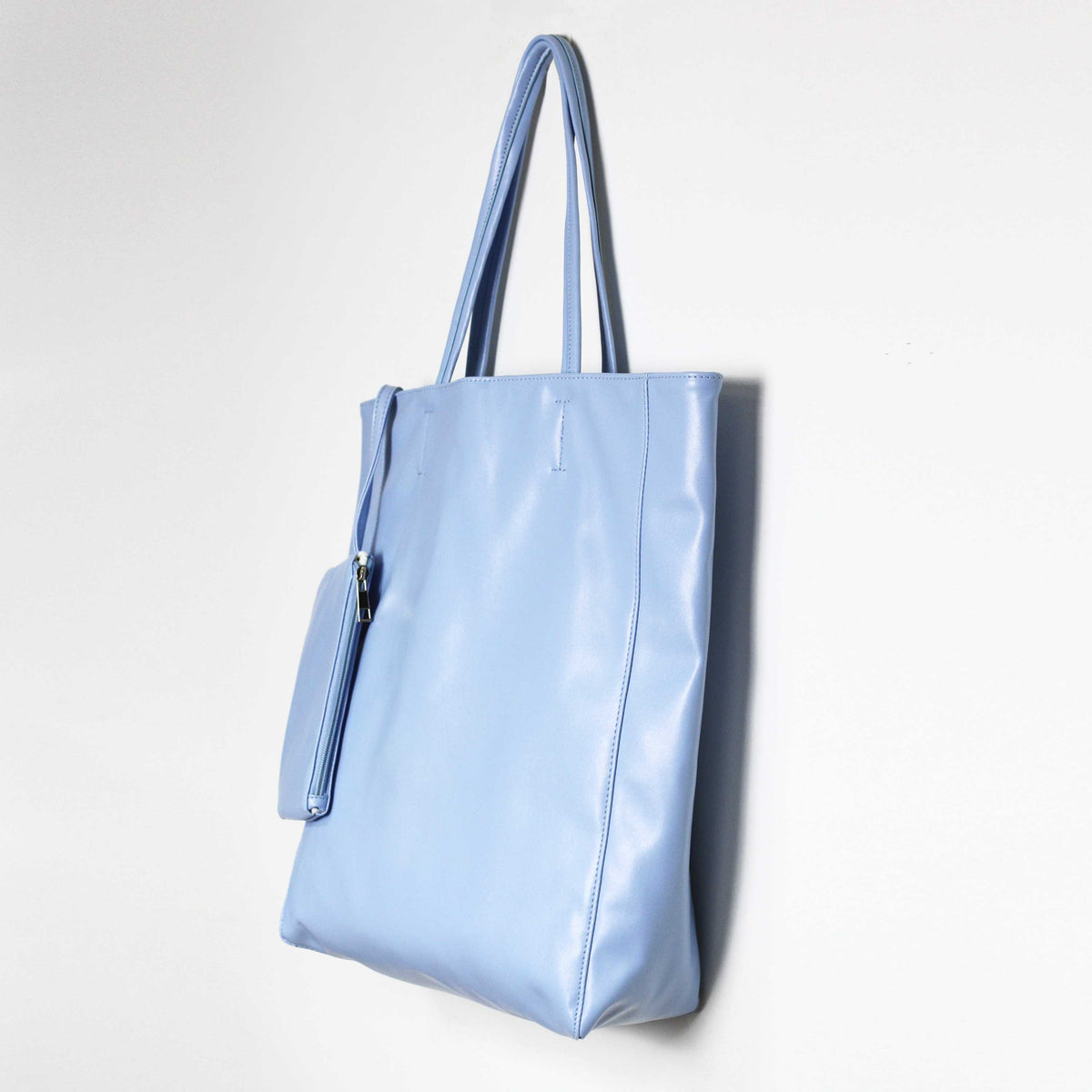 Oversized Eco Vegan Leather Lambskin Tote Bag 16.7" With Little Purse Inside - worthtryit.com