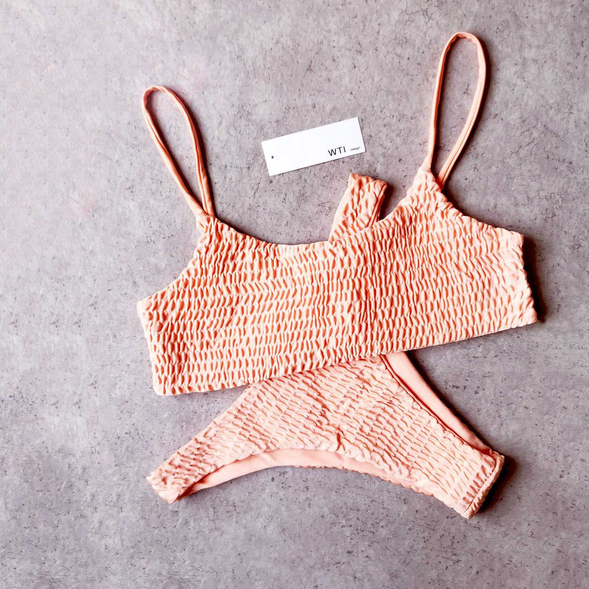 Cute Bikinis Scrunch Swimsuit Spaghetti Bikini Set