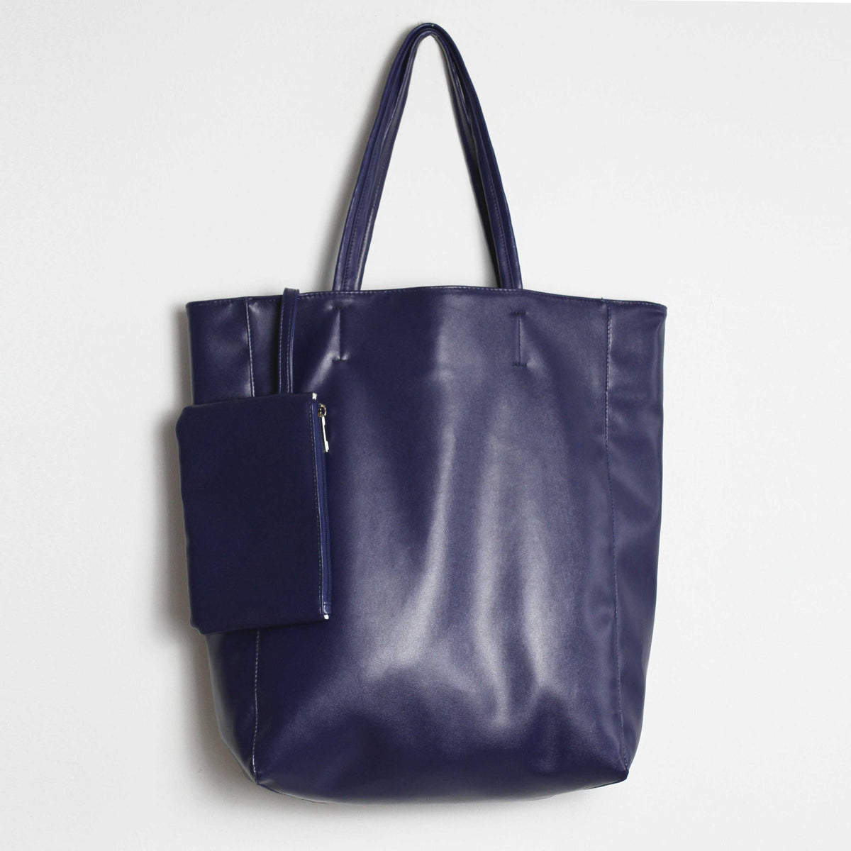 Oversized Eco Vegan Leather Lambskin Tote Bag 16.7" With Little Purse Inside - worthtryit.com