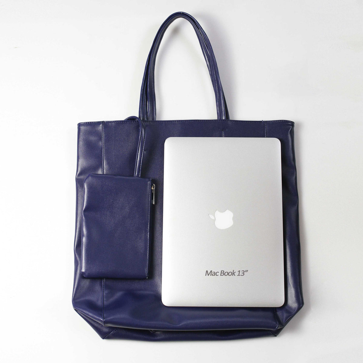 Oversized Eco Vegan Leather Lambskin Tote Bag 16.7" With Little Purse Inside - worthtryit.com