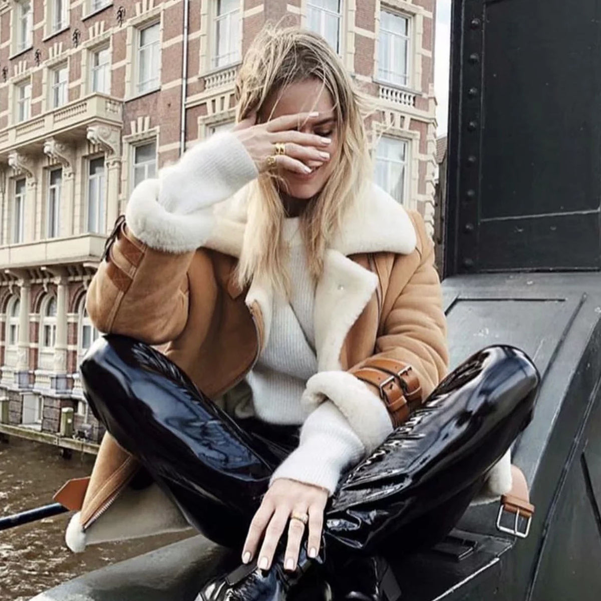 Oversized Faux Fur Moto Bike Jacket - worthtryit.com