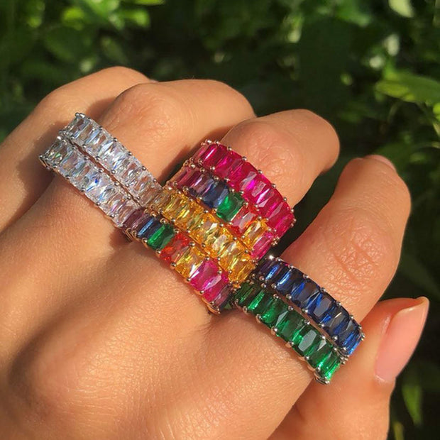 Rainbow Baguette Ring