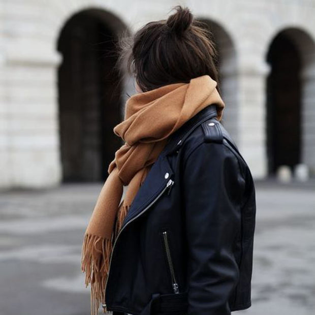 Solid Color Tassel Scarf - worthtryit.com