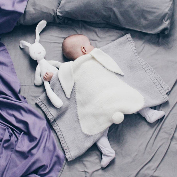 Cute Knitted Bunny Ear Kid Blanket 42" (L) - worthtryit.com