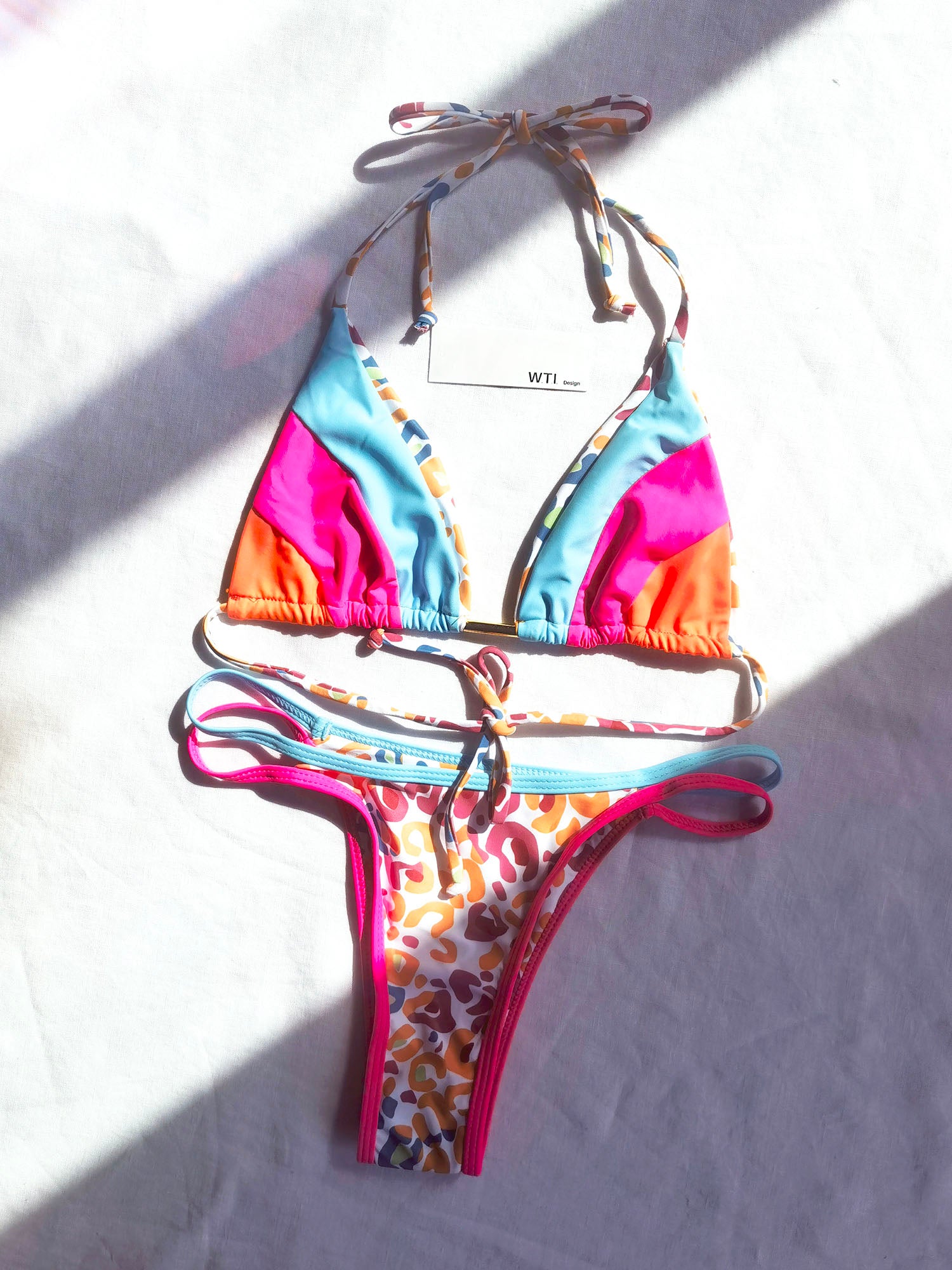 Boho Style Blocked Triangle Bikini Swimsuit – W.T.I. Design