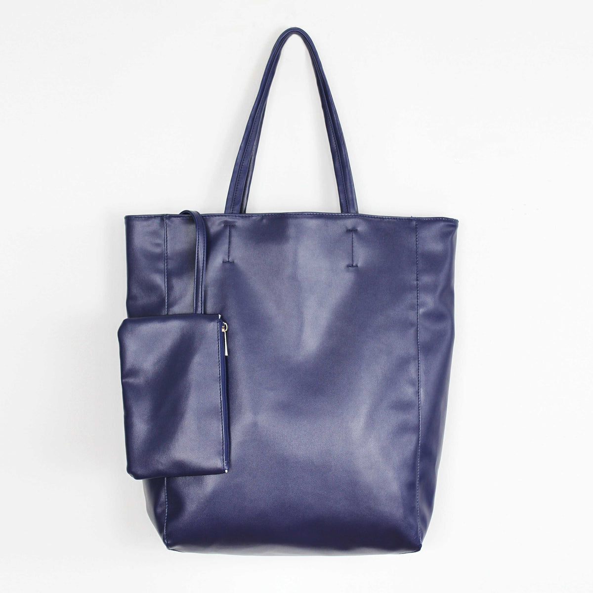 Oversized Eco Vegan Leather Lambskin Tote Bag 16.7" With Little Purse Inside - worthtryit.com