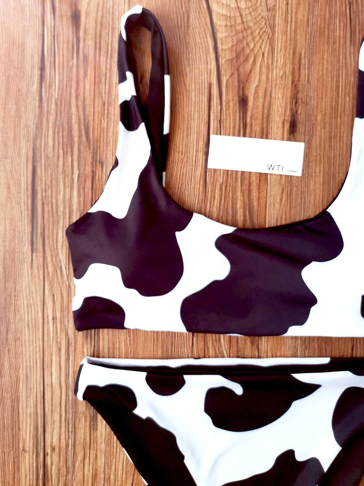 Cow Print Crop Top Bikini Swimsuit - worthtryit.com