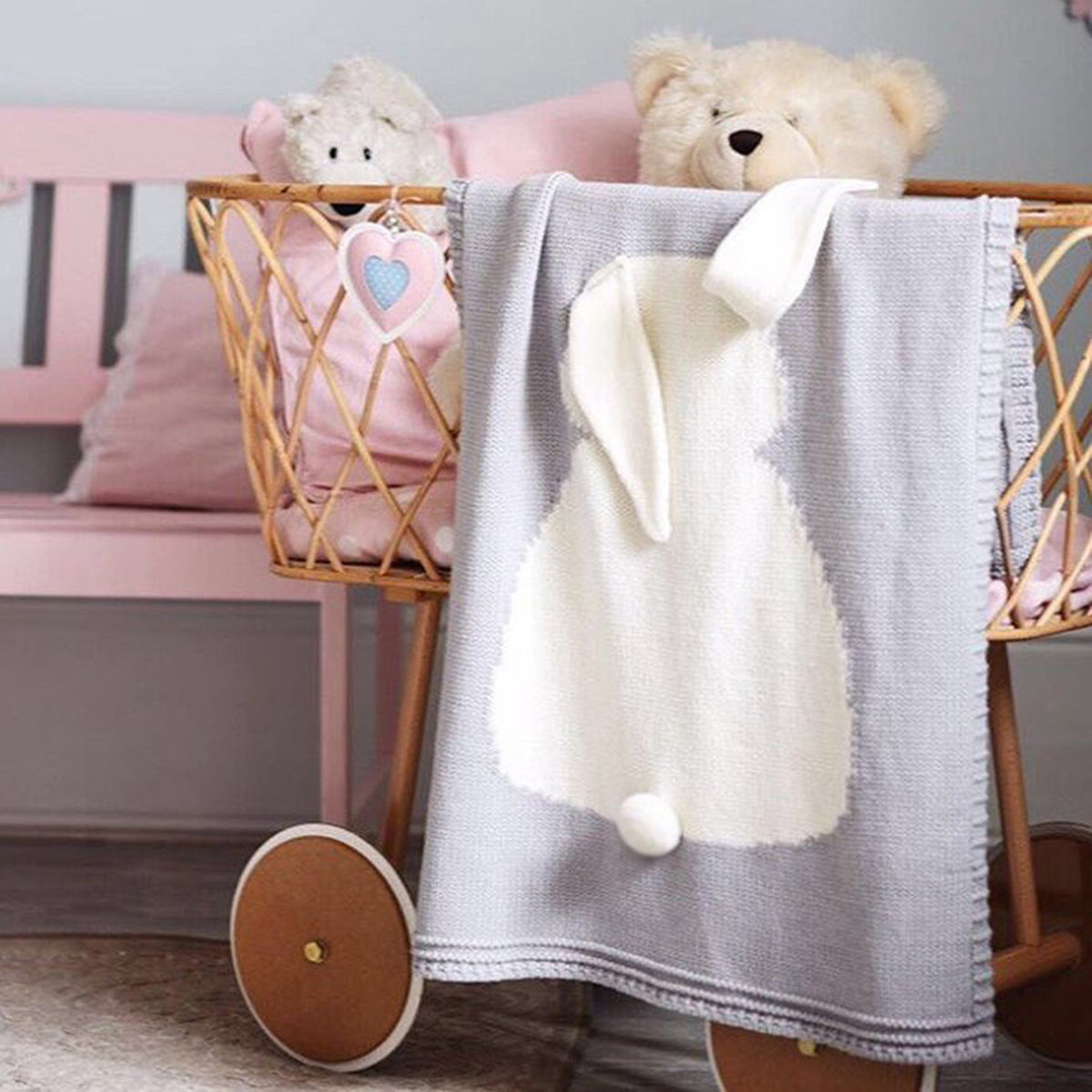 Cute Knitted Bunny Ear Kid Blanket 42" (L) - worthtryit.com