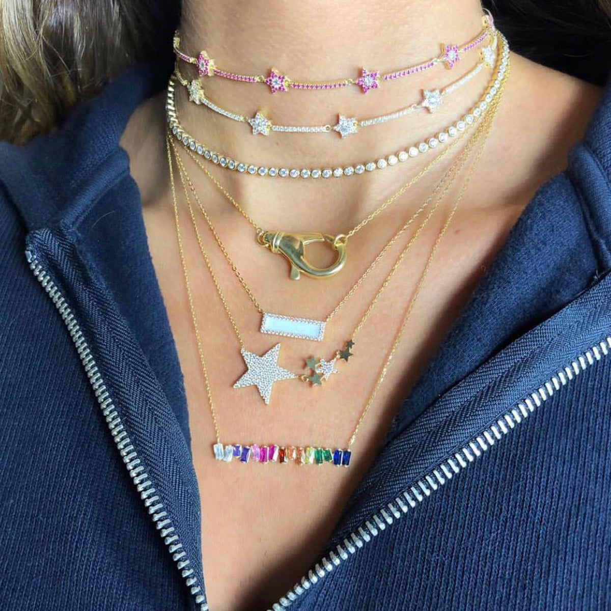 Rainbow Baguette Choker Necklace - worthtryit.com