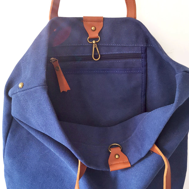 Canvas Bag with Leather Handles Transport Oversized Tote Bags