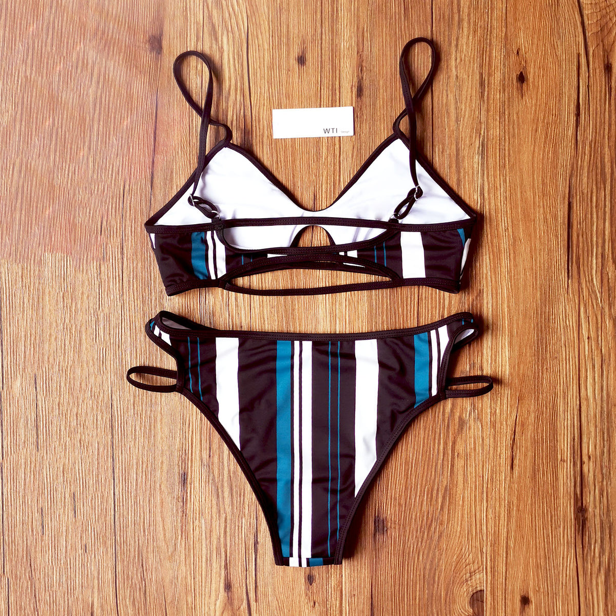 Colorful Stripes Front Cut Crop Bikini Swimsuit SS20