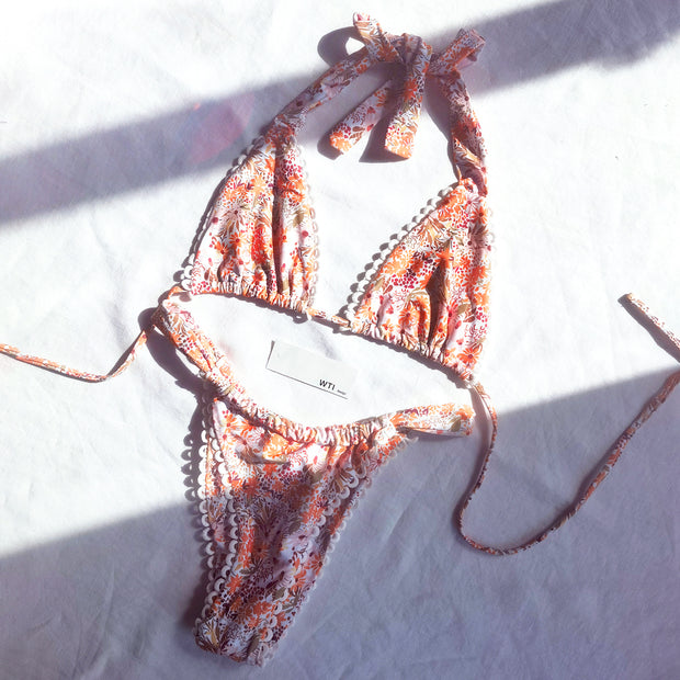 Floral Print Triangle Bikini Swimsuit DY21