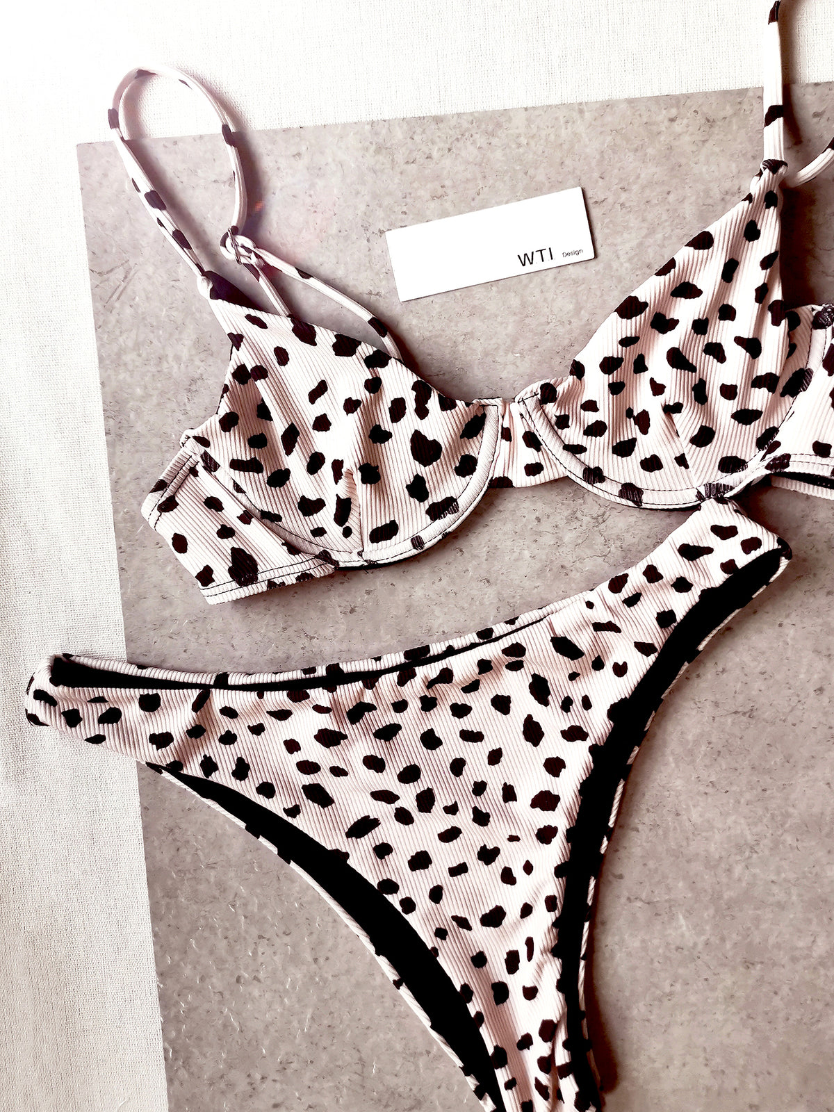 Leopard Ribbed Underwire Bikini Swimsuit