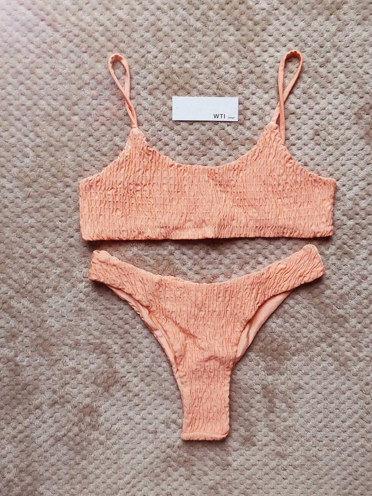 Cute Scrunch Spaghetti Bikini Set - worthtryit.com