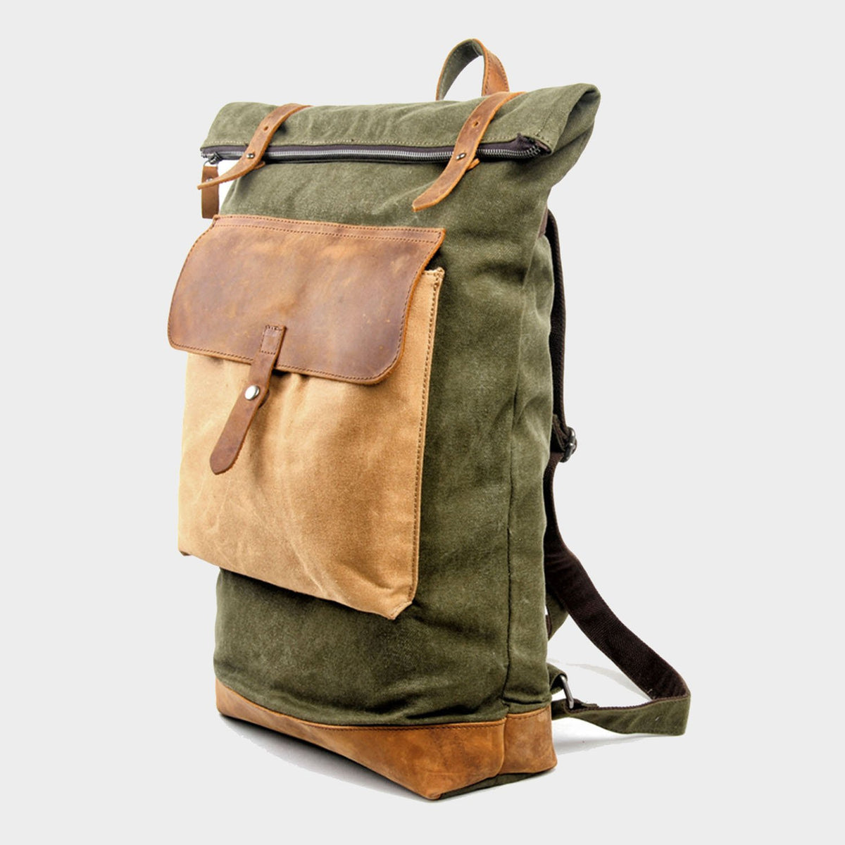 Color Blocked Canvas Backpack 15" - worthtryit.com