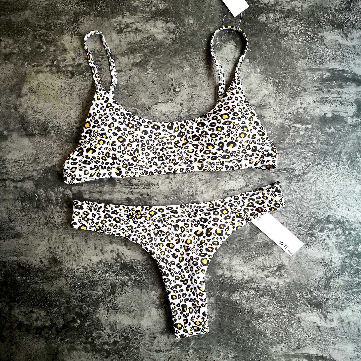 Leopard Print Crop Top High Cut Bikini Set - worthtryit.com