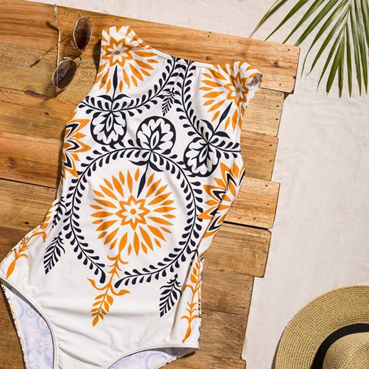 Boho Style Print One Piece Swimsuit - worthtryit.com