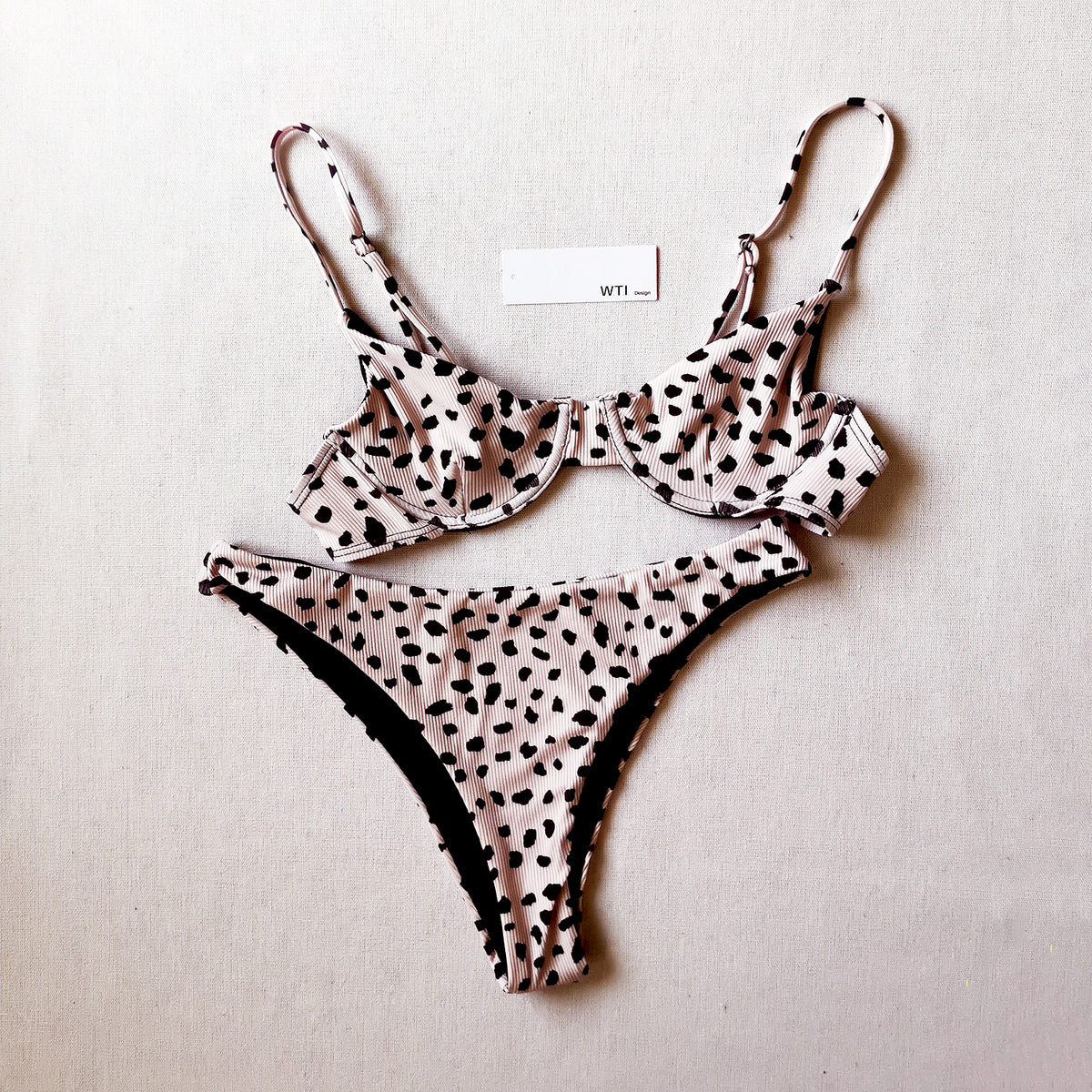 Leopard Ribbed Underwire Bikini Swimsuit