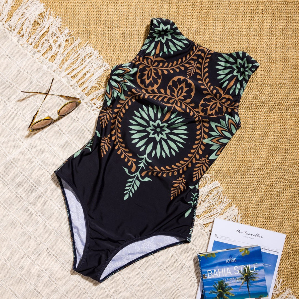 Boho Style Print One Piece Swimsuit - worthtryit.com