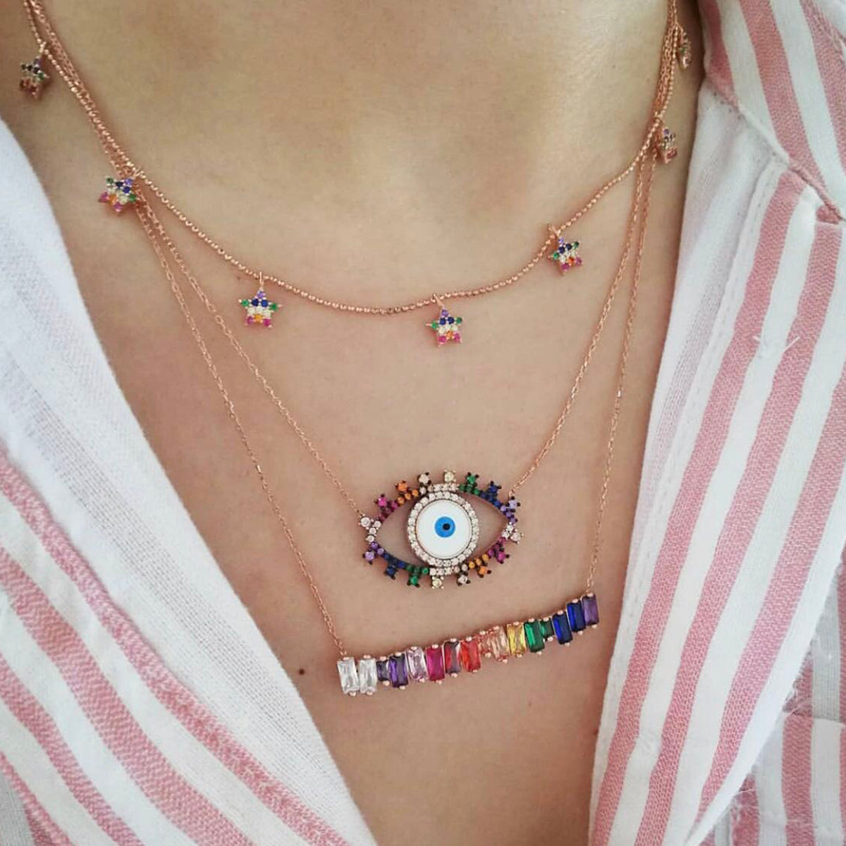 Rainbow Baguette Choker Necklace - worthtryit.com