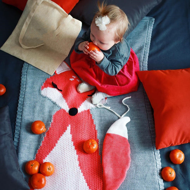 Lovely Knitted Fox Kids Blanket 42"(L) - worthtryit.com