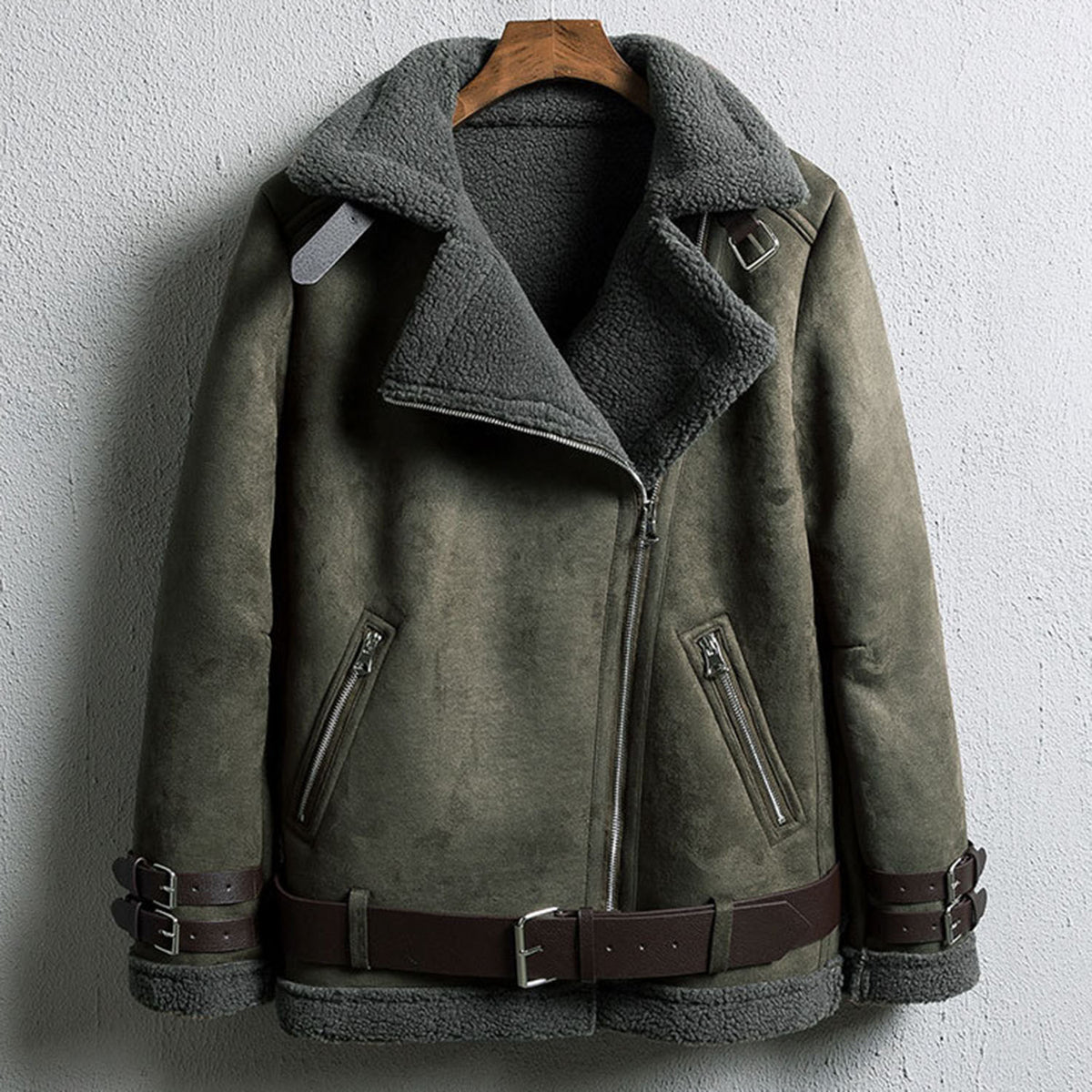 Oversized Faux Fur Moto Bike Jacket - worthtryit.com