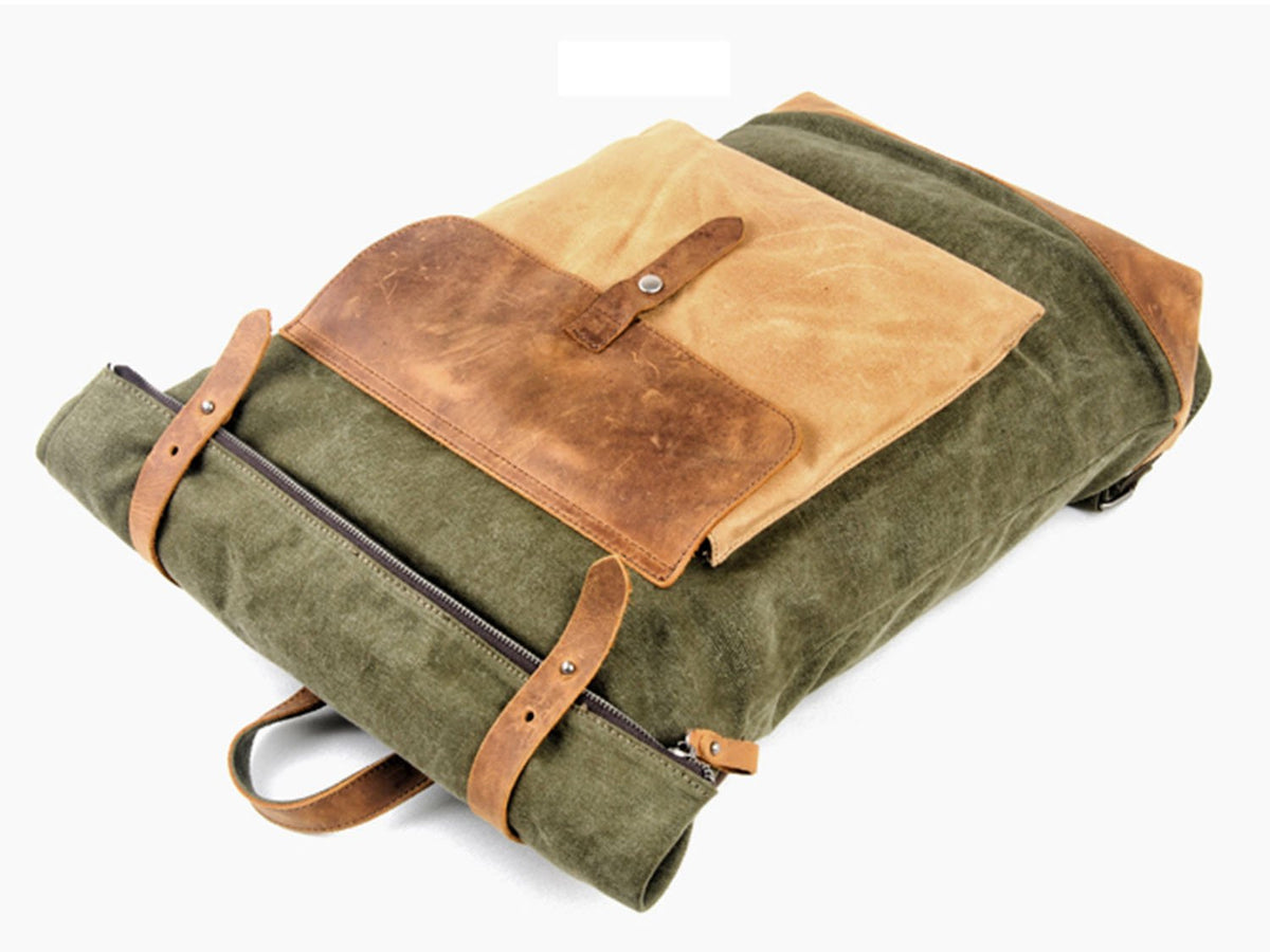 Color Blocked Canvas Backpack 15" - worthtryit.com