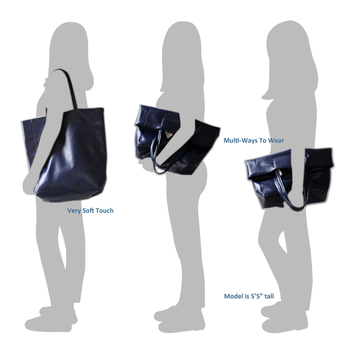 Oversized Eco Vegan Leather Lambskin Tote Bag 16.7" With Little Purse Inside - worthtryit.com