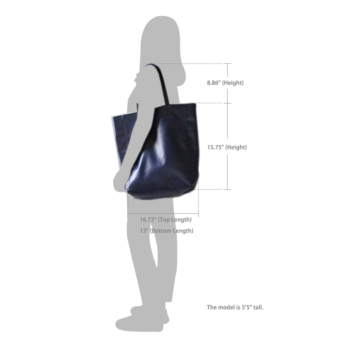 Oversized Eco Vegan Leather Lambskin Tote Bag 16.7" With Little Purse Inside - worthtryit.com